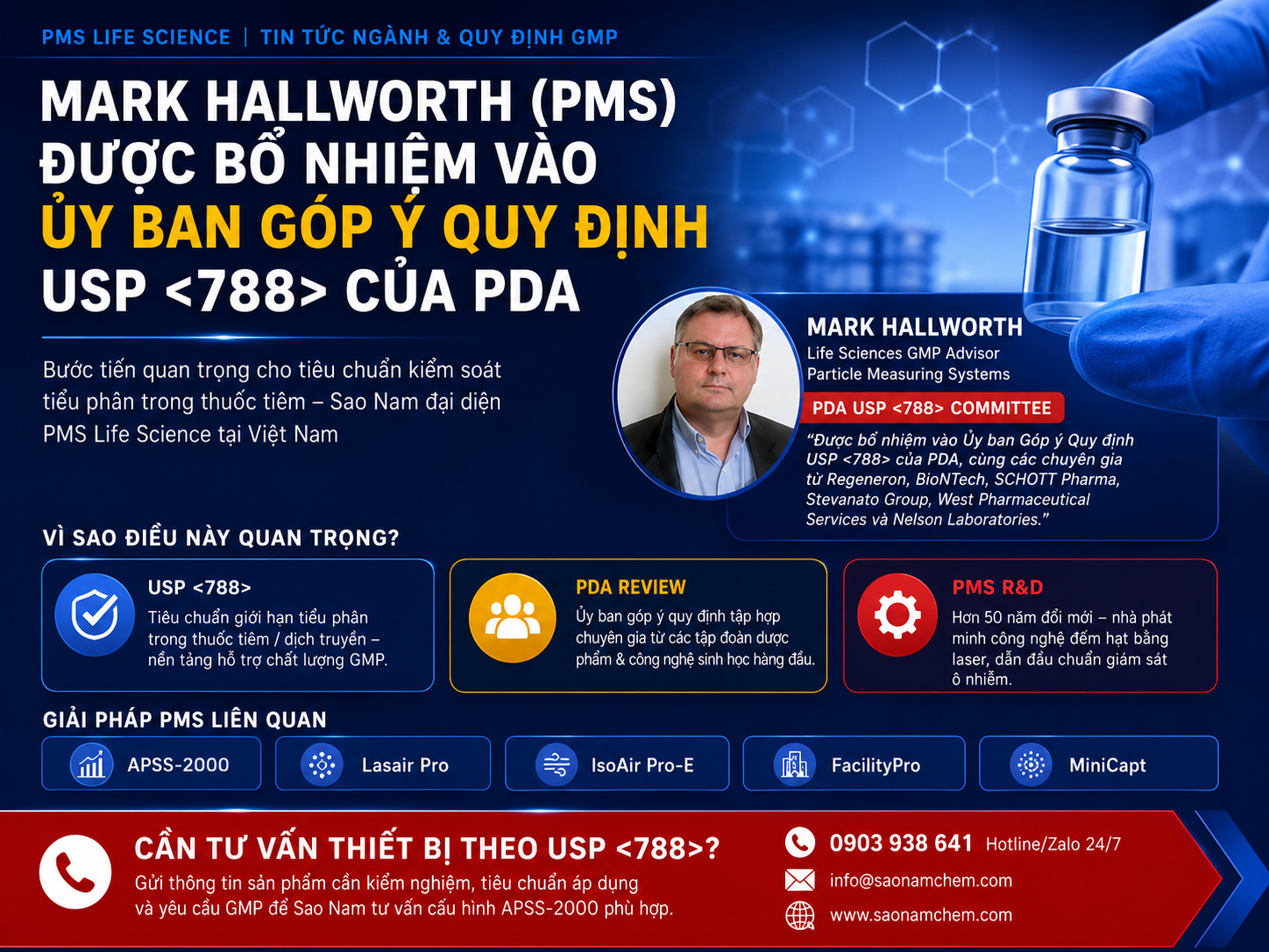 Mark Hallworth (Particle Measuring Systems) Được Bổ Nhiệm Vào Ủy Ban Góp Ý Quy Định USP <788> Của PDA